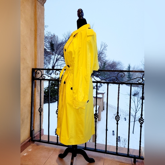 ESCADA, Canary Yellow Belted Trench Coat Vintage, Size 38 - Picture 8 of 10